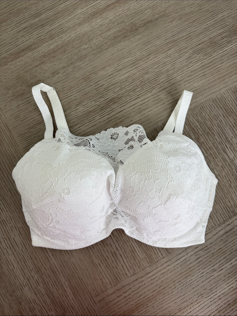 Lace Overlay White Balconette Bra